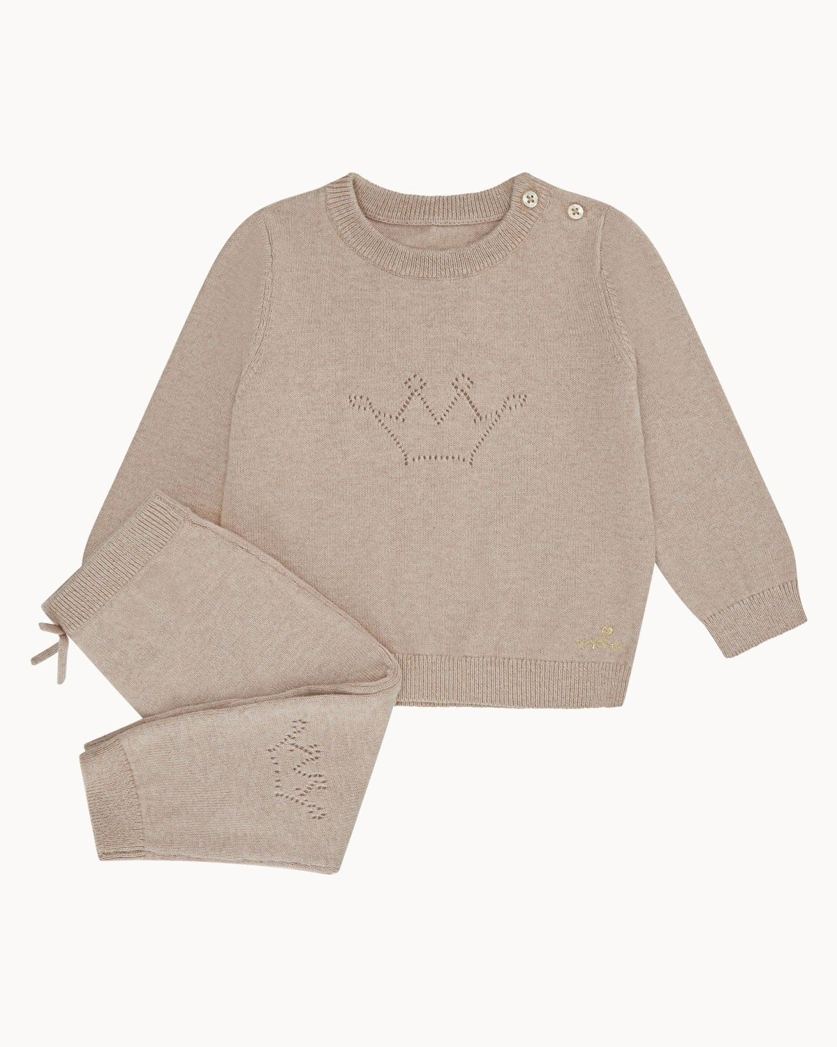 Cashmere Pointelle Crown Crawler Set - TINY WHISPERS
