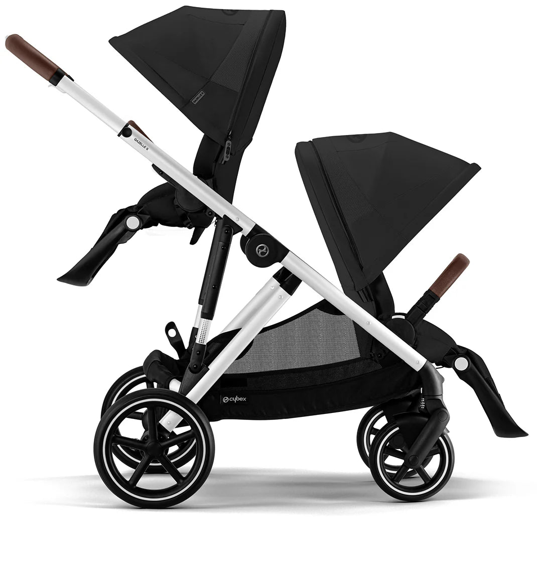 Gazelle S 2 Double Stroller Bundle - Black Frame / Moon Black - TINY WHISPERS