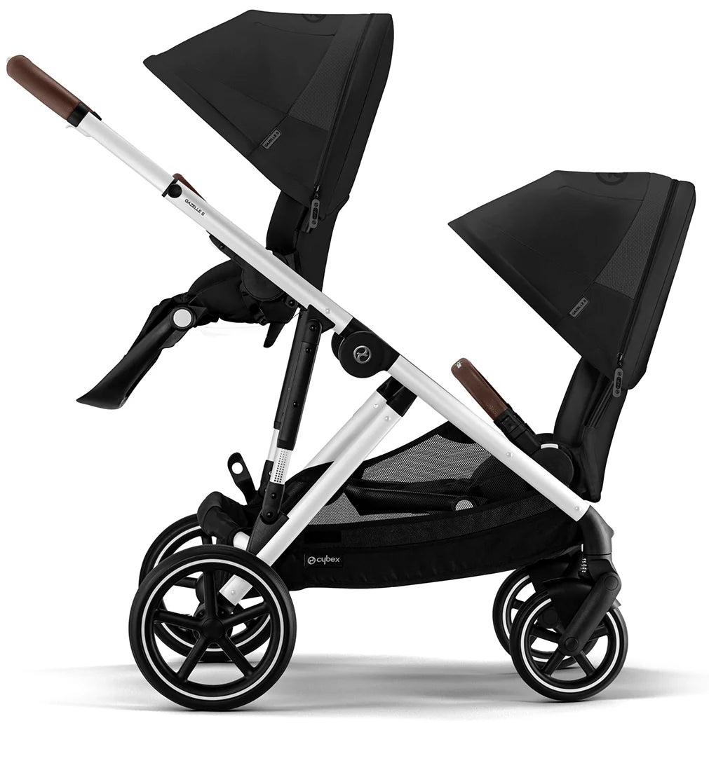 Gazelle S 2 Double Stroller Bundle - Black Frame / Moon Black - TINY WHISPERS