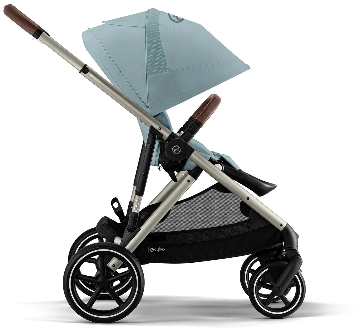Gazelle S Single - To - Double Stroller - Taupe Frame / Sky Blue - TINY WHISPERS