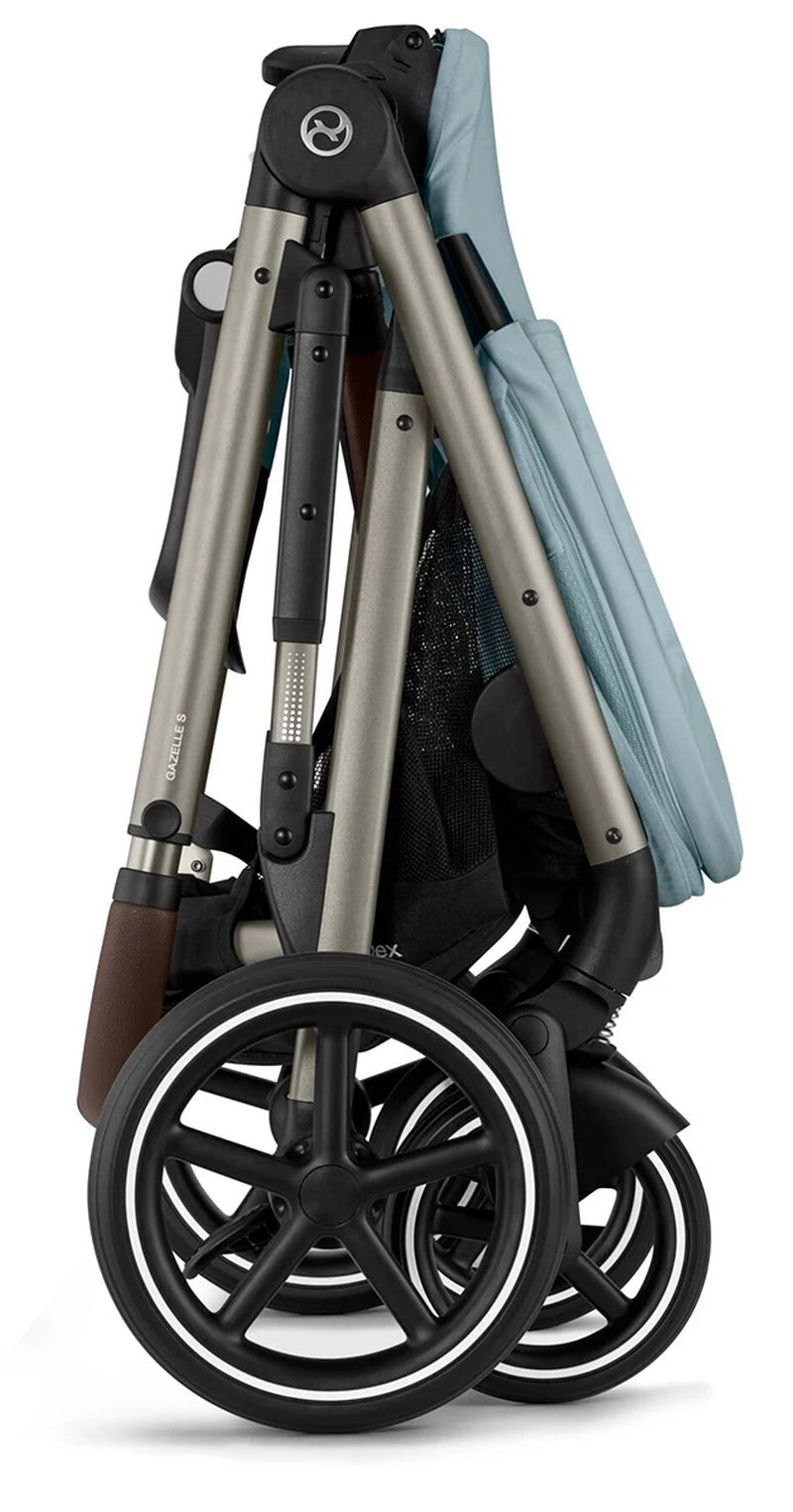 Gazelle S Single - To - Double Stroller - Taupe Frame / Sky Blue - TINY WHISPERS