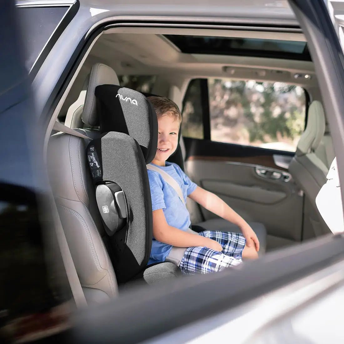 Nuna AACE Flame - Retardant Free Back Belt Positioning Booster Car Seat - TINY WHISPERS