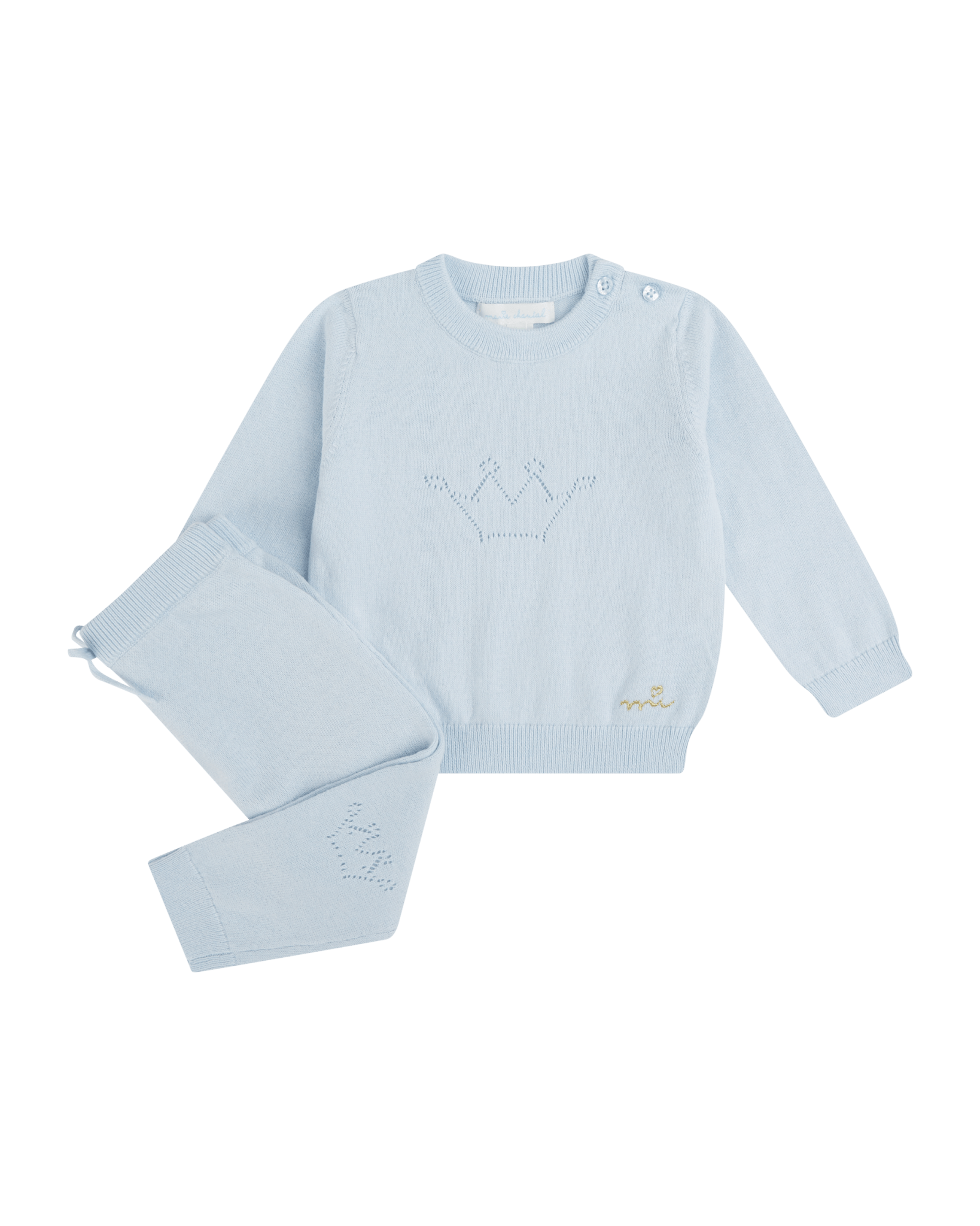 Cashmere Pointelle Crown Crawler Set - TINY WHISPERS