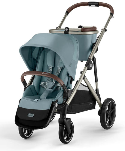 Gazelle S Single - To - Double Stroller - Taupe Frame / Sky Blue - TINY WHISPERS