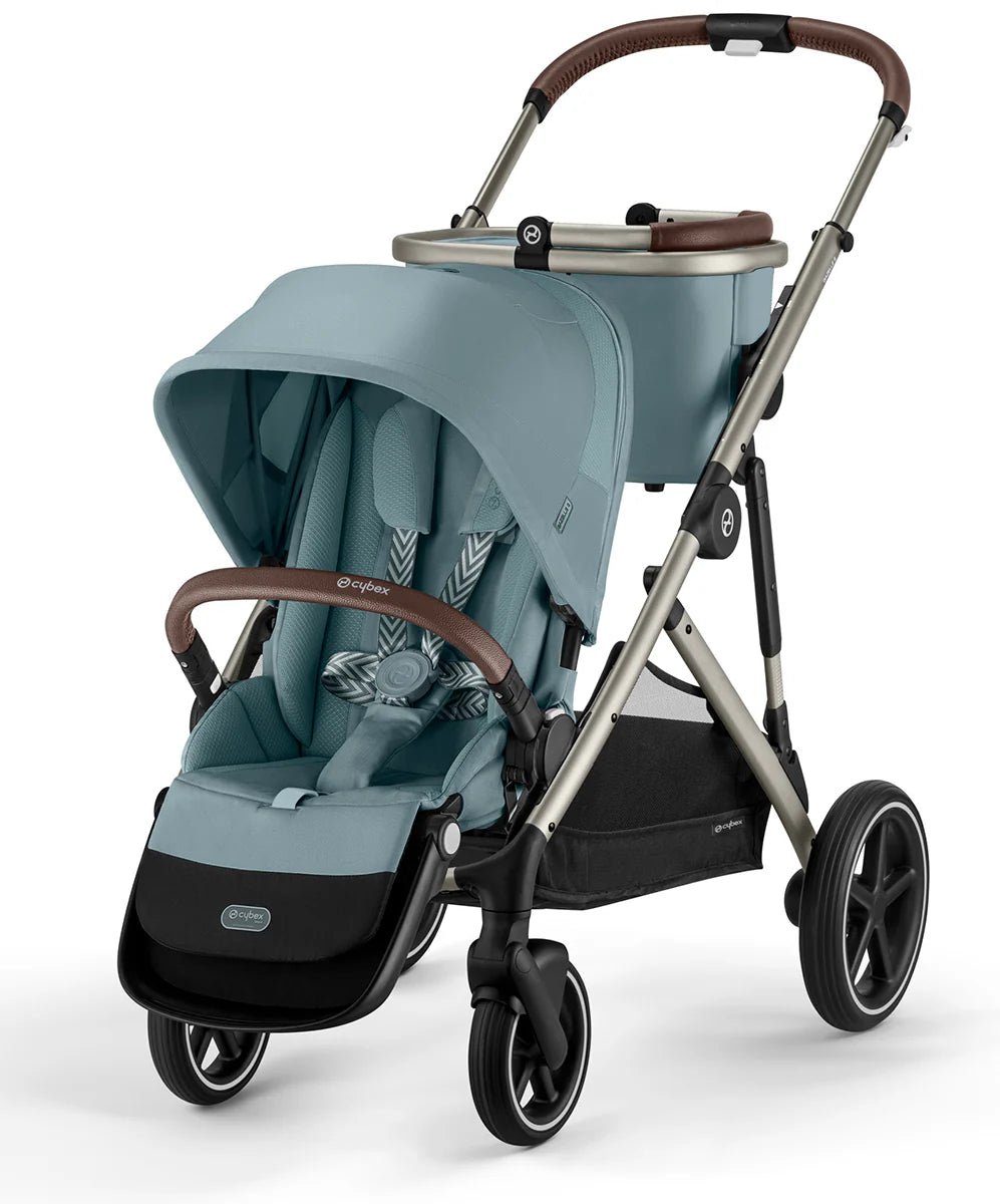 Gazelle S Single - To - Double Stroller - Taupe Frame / Sky Blue - TINY WHISPERS