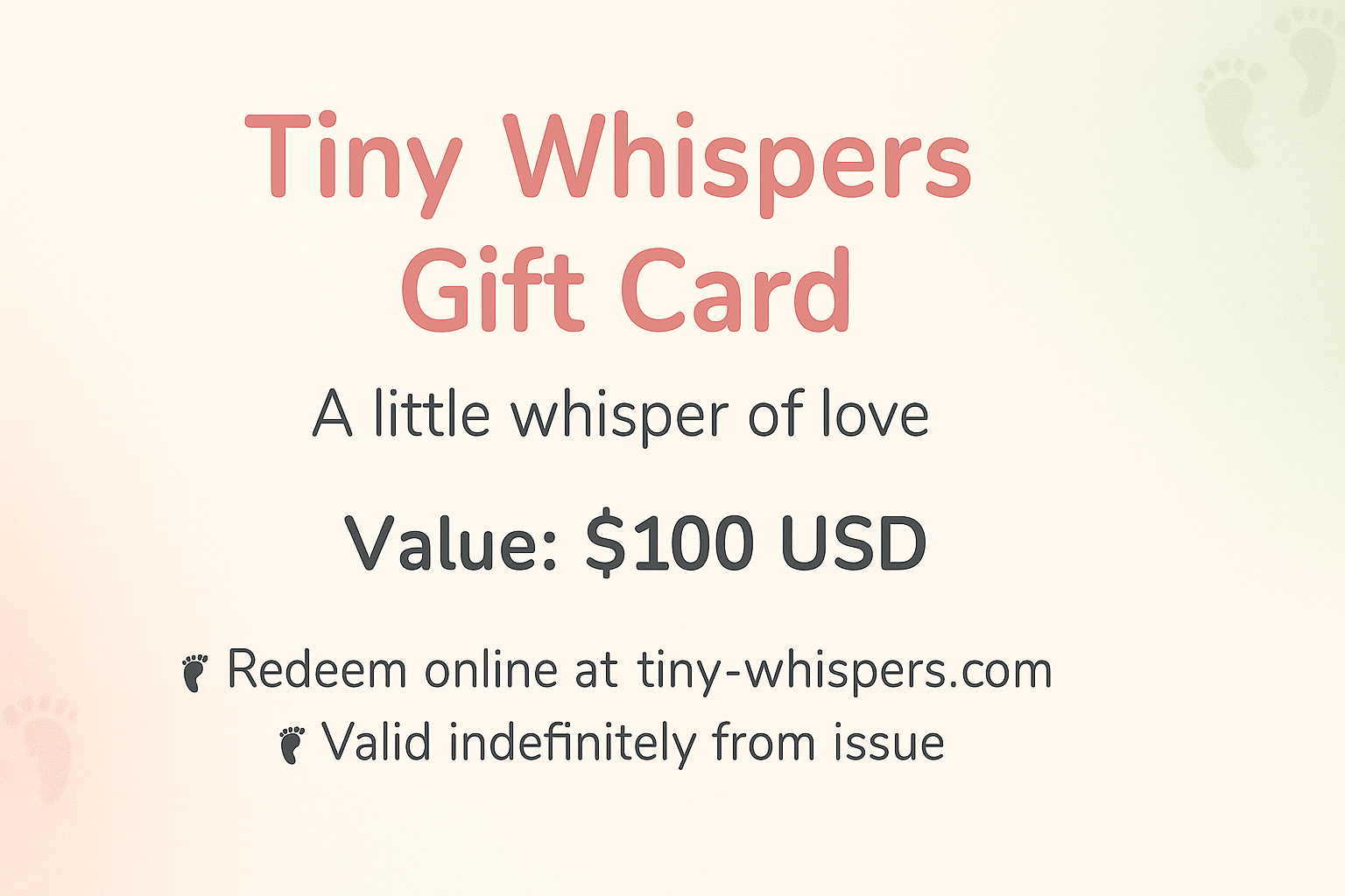 TINY WHISPERS GIFT CARD - TINY WHISPERS