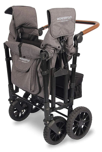 W4 Luxe Multifunctional Quad (4 Seater) Stroller Wagon - Charcoal Gray/Black Frame - TINY WHISPERS