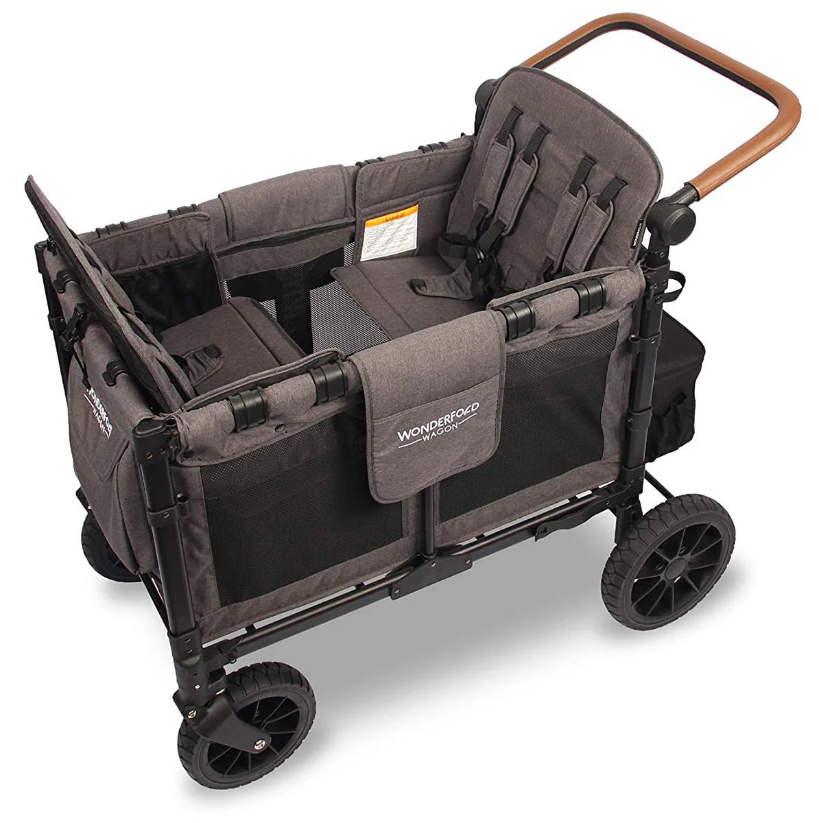 W4 Luxe Multifunctional Quad (4 Seater) Stroller Wagon - Charcoal Gray/Black Frame - TINY WHISPERS