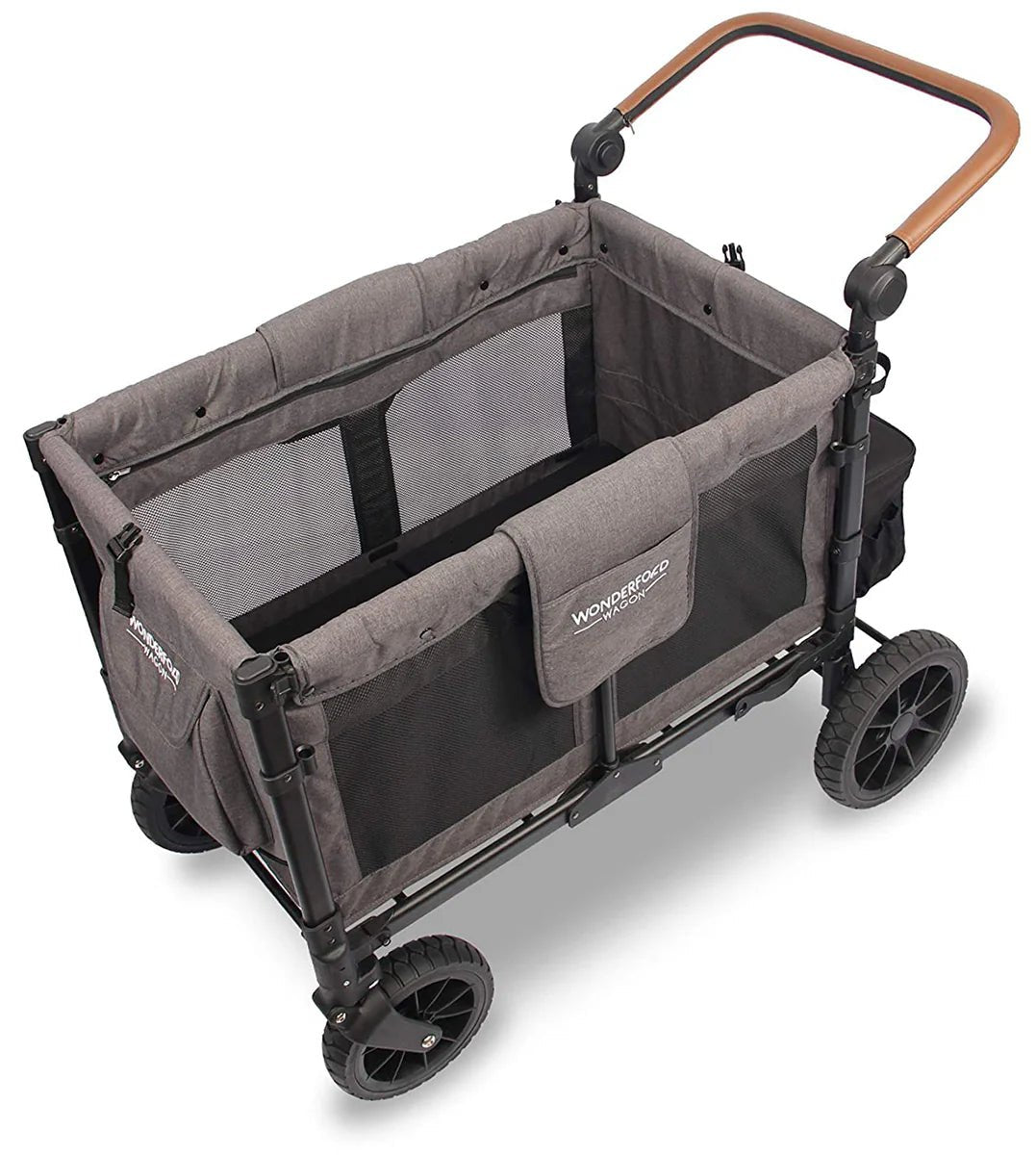 W4 Luxe Multifunctional Quad (4 Seater) Stroller Wagon - Charcoal Gray/Black Frame - TINY WHISPERS